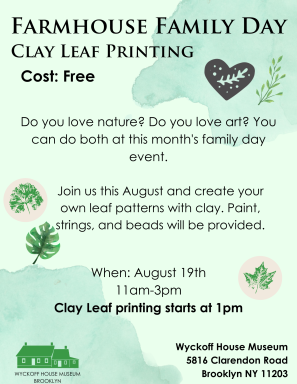 August Farmhouse Family Day Clay Leaf Printing flyer