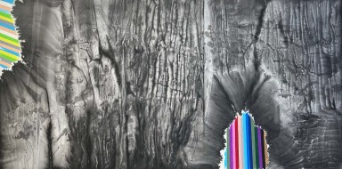 Zhen Guo The Momentum of Spring Ink oil pastel on rice paper 140cm x 68cm 2022