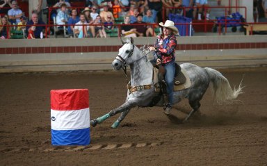 a person riding a horse at the New York State Fair