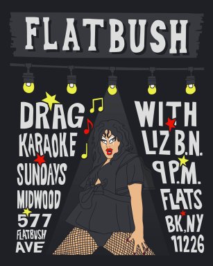 Liz B.N. Drag Karaoke Midwood Flats Flyer
