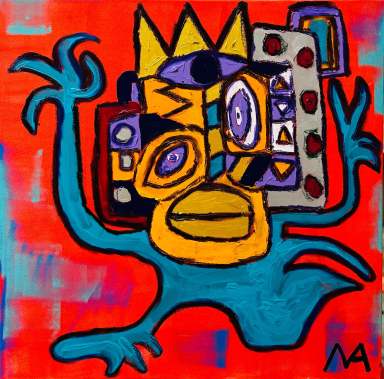 King Jack , 80×80, 31,49in x 31,49in,Acryl & Oil Pastell on Canvas, 2022, $8500