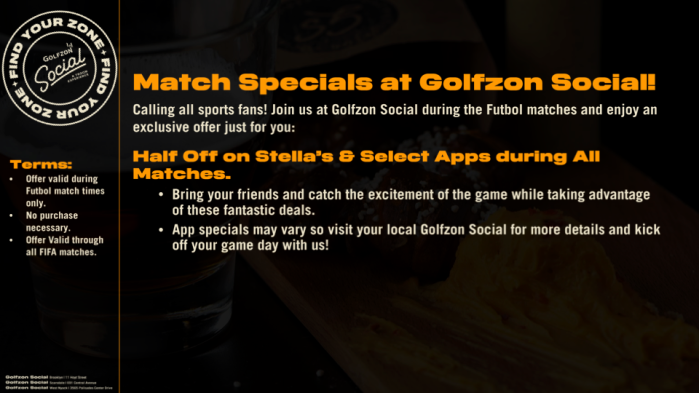 Golfzon is offering match specials durin