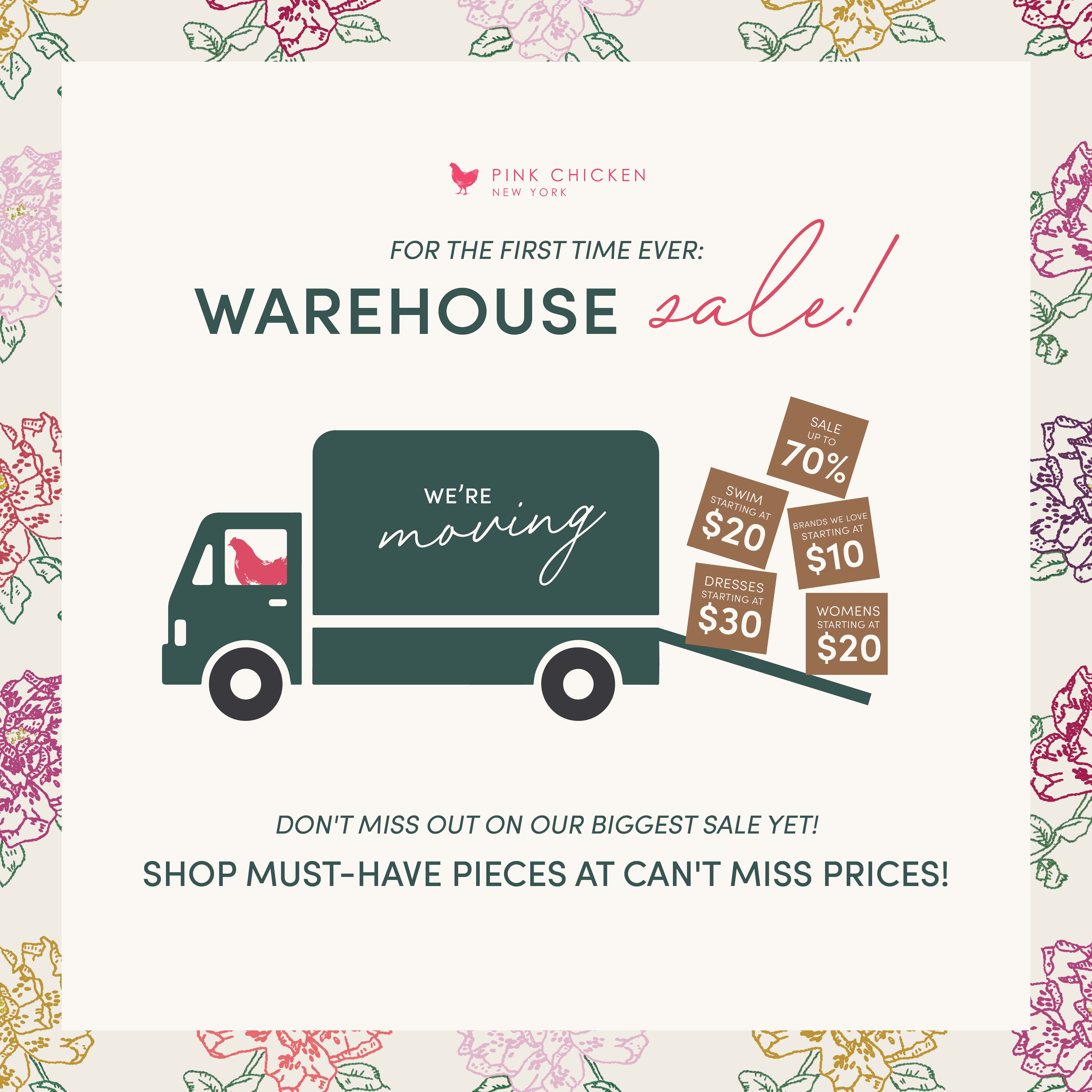 Pink Chicken’s First EVER Warehouse Sale You Don’t Want to Miss!