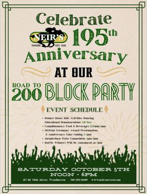 Neir’s Block Party flyer- October 5th