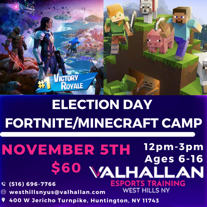 🎮 Election Day Fortnite-Minecraft Camp a