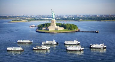 Statue Line Cruises’ fleet in New York City.