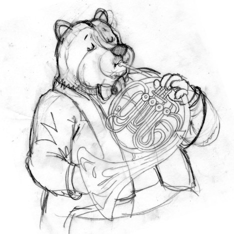 Bear-playing-French-Horn-by-Pat-Achilles