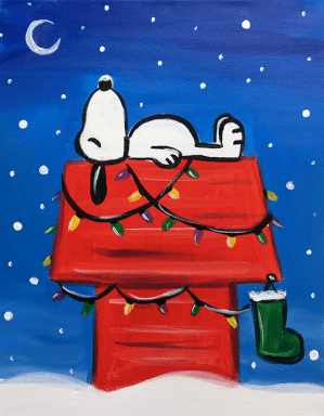 Snoopy Paint Xmas Christmas Snow