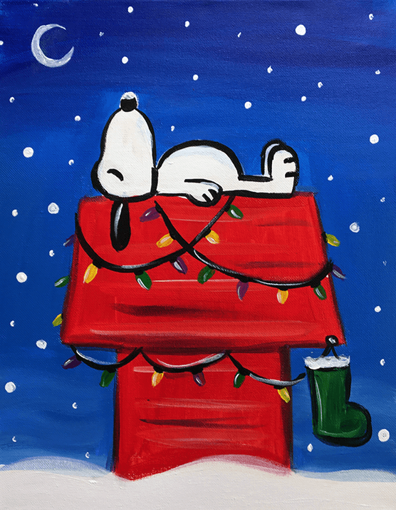 Snoopy Paint Xmas Christmas Snow