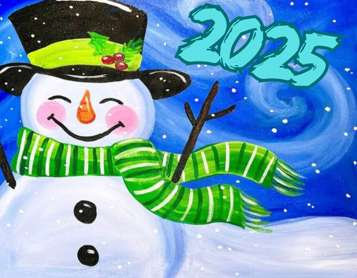 snowman painting winter new year 2025