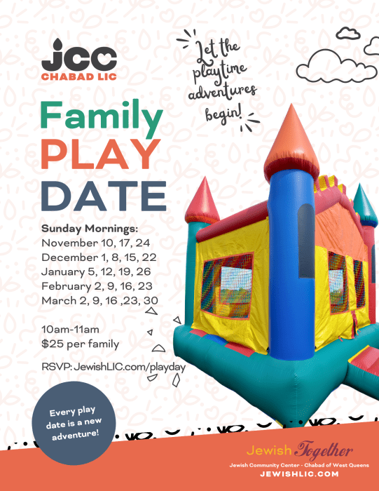 Join local families for a craft, bouncy