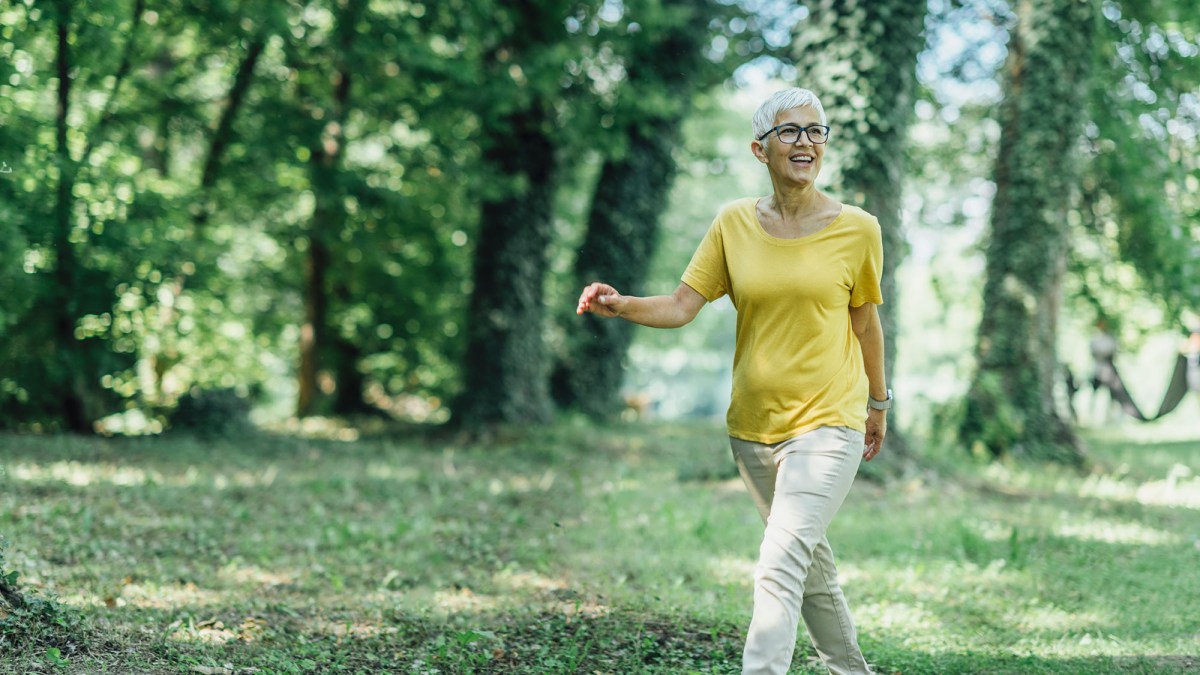 Intermittent Walking Workout, Mature Woman Exercising