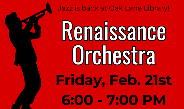 Jazz is back at Oak Lane Library! In cel