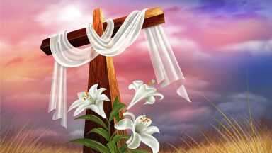 Easter cross white drape