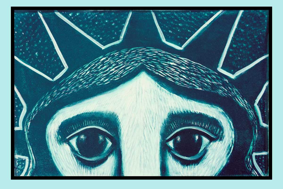 LIberty Anxious-woodcut