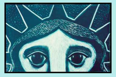 LIberty Anxious-woodcut