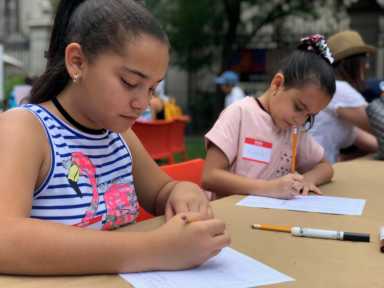 Outdoor drawing kids image