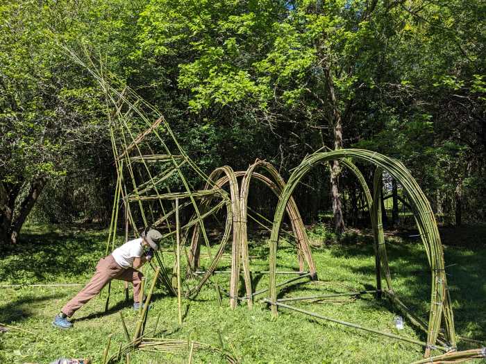 Enjoy this large bamboo sculpture and ge
