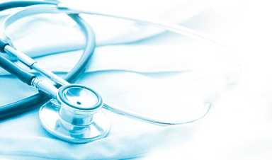 Blue stethoscope isolate on white background
