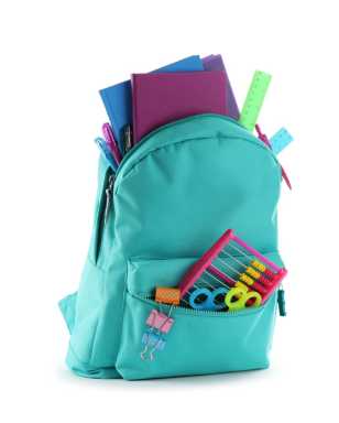 Bright,Backpack,With,School,Stationery,Isolated,On,White