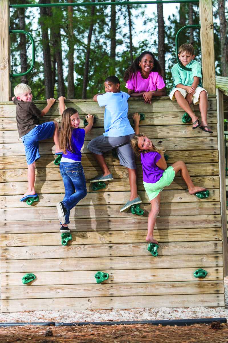 Children on climbing wall